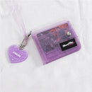 Women Purse PVC Clear Short Purse Mini Money Wallet Card Case Bag (Purple) SN9F