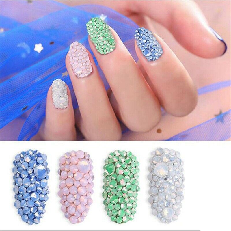Nail Art Rhinestone Protein Diamond Glass Transparent Size Mixed Manicure N B3V6