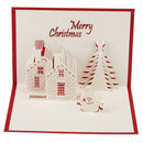 Merry Christmas Cards Xmas house tree Santa Claus Gift Cards New Year GreetiB3C