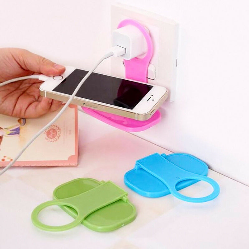 2PCS Foldable Cell Phone Charging Rack Holder Wall Charger Adapter Hanger Shelf