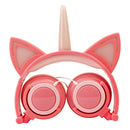 Cat Ear Unicorn Kids Headphones LED Flashing Girls Headband pink  pink