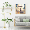 DIY Diamond Painting Kits Girl Pushing Luggage Full Round Drill Picture Art