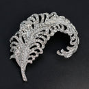 Women Clothes Accessories Big Brooch Jewelry Feather Pins Crystal Rhinestone