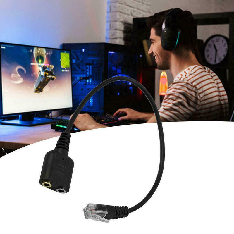 Dual 3.5mm Audio Jack to RJ9 Plug 25cm PC Headset Telephone Cable Headset O1L4