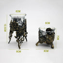 New Retro With Glass Candlestick Old Carved Hollow Candlestick Decoration D E4R7