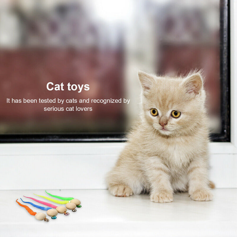 Cat Worms Wooden Ball with Bell Pet Kitten Interactive Teasing Playing Toys