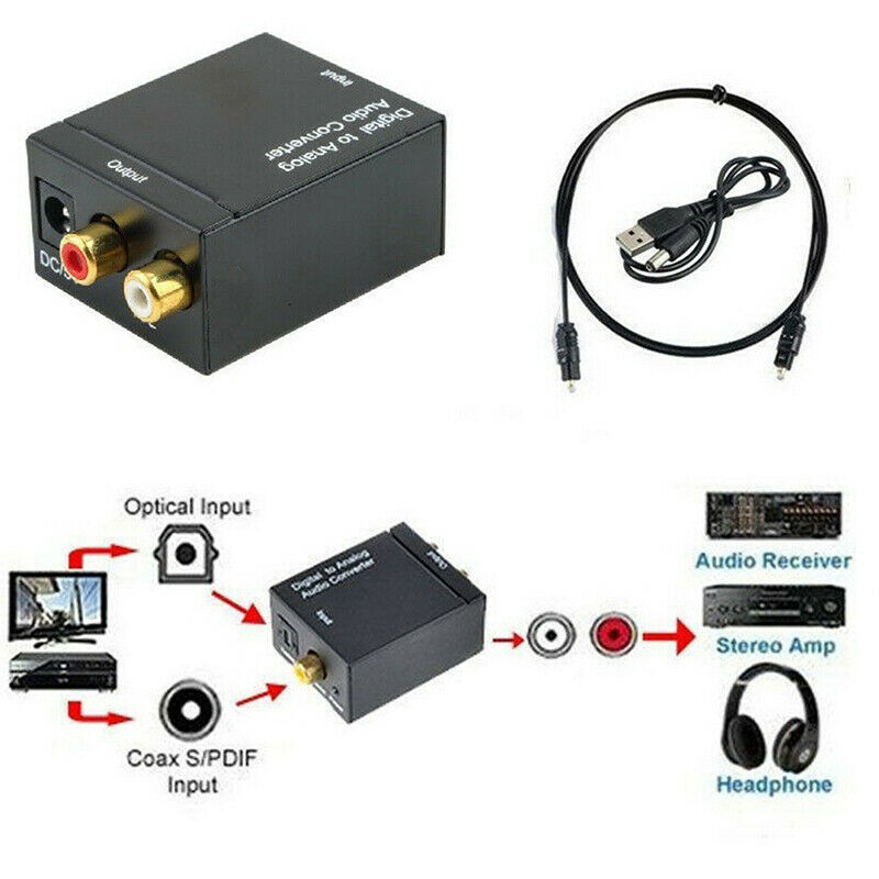 Optical Coaxial  Digital to Analog Audio Converter Adapter RCA ES