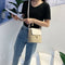 Straw Weave Women Bucket Handbags Summer Beach Totes Shoulder Bags (White)