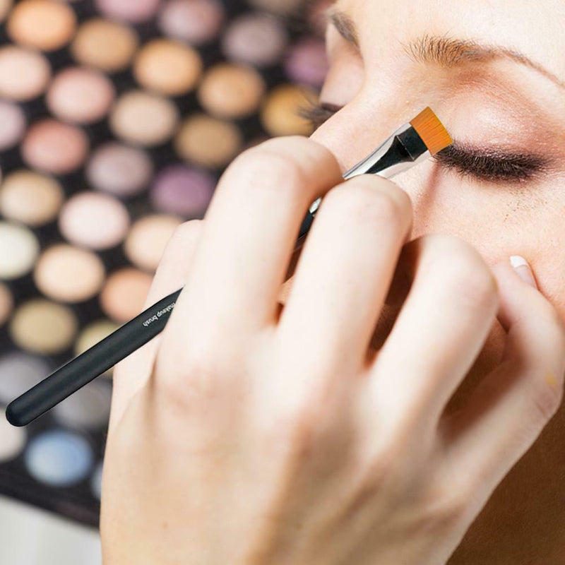 Single Wood Handle Eyebrow Flat Brush Eye Beauty Makeup Cosmetic Pen (Black