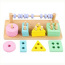 Wooden Two-In-One Early Education Puzzle Geometric Building Block Shape Cog