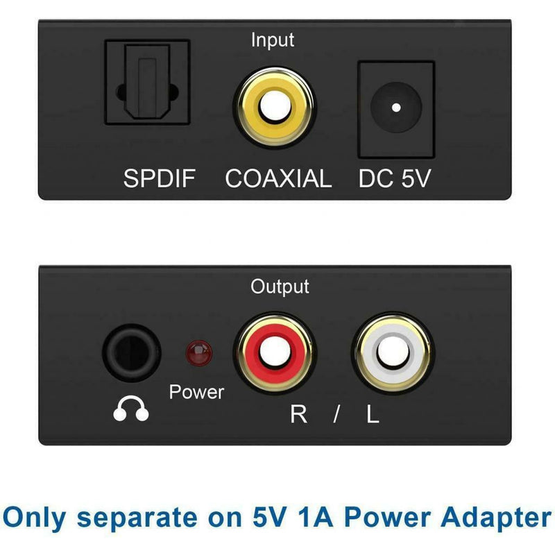 Digital to Analog DAC SPDIF to RCA Toslink to 3.5mm Adapter Box for DVD PS4