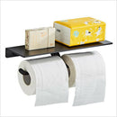 Aluminium Alloy Toilet Paper Holder with Phone Storage Shelf - Bathroom Tissue