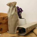 Linen Wine Bags with Drawstring, 13.8 inch x 5.9 inch (Pack of 10)