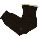 Women's Knitted Leg Warmers Button Lace Trim coffee