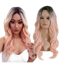 Long Curly Hair In The Shape Of A Gradient Pink Party Wig