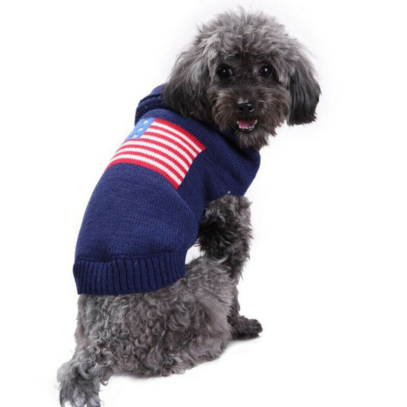 Pet Dog Puppy Blue Sweater Autumn Winter Clothes Warm Jumper Costume   XS
