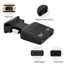 Black HDMI Female to VGA Male Converter with Audio Adapter Support HD Equipment