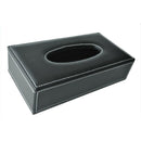 Car Home Rectangle Shaped Faux Leather Case Paper Tissue Box Holder Black B9S5