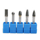 5pcs/set Tungsten Carbide Rotary File Burr Rasp Drill Grinding Wood Grinder A