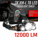 Waterproof Headlight Super Bright Head Torch LED USB Rechargeable Headlamp Fish