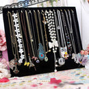 Black Velvet Earring Necklace Chain Display Pad with 17 Hooks & Easel