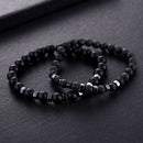 2X Men Natural Stone Bracelet Fashion Jewelry Matte Lava Volcanic Beads Bangle