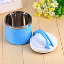 Stainless Steel Thermal Insulated Lunch Box Bento Food Container Handle Blue
