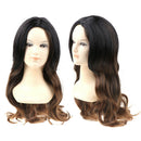 Gradient Black Brown Synthetic Long Wavy Wigs Women Lace Front Daily Wigs  OZ