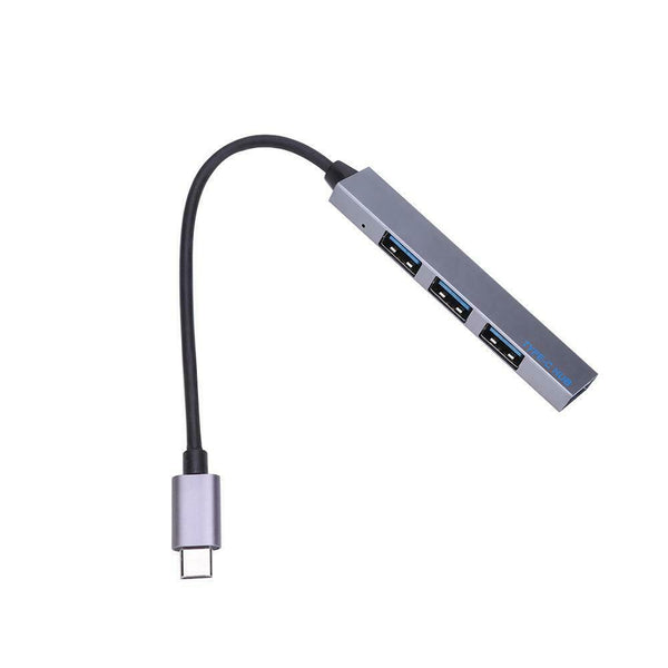 Type C HUB USB-C to 4 Port USB 2.0 Splitter Converter OTG Adapter (Grey)