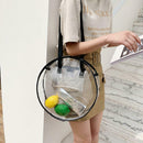 Summer Beach Round Transparent Women Handbag Tote Shopping Bags (Black)