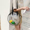 Summer Beach Round Transparent Women Handbag Tote Shopping Bags (Black)