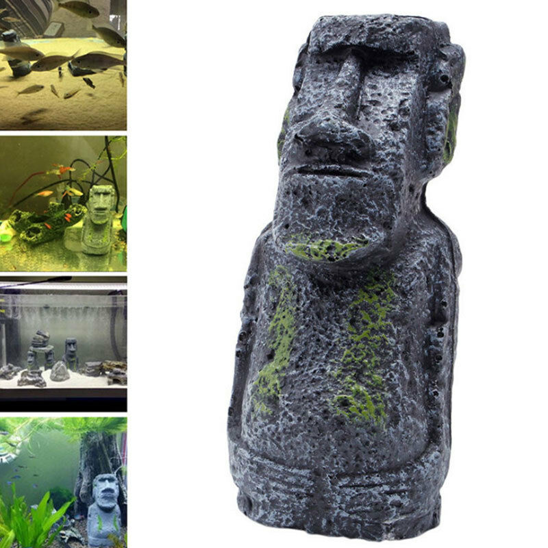 Easter Island Ancient Statue Fish Tank Craft Aquarium Accessory Decor Ornament