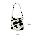 Cow Print Crossbody Bag Plush Women Fashion Big Capacity Shoulder Pouch (1)