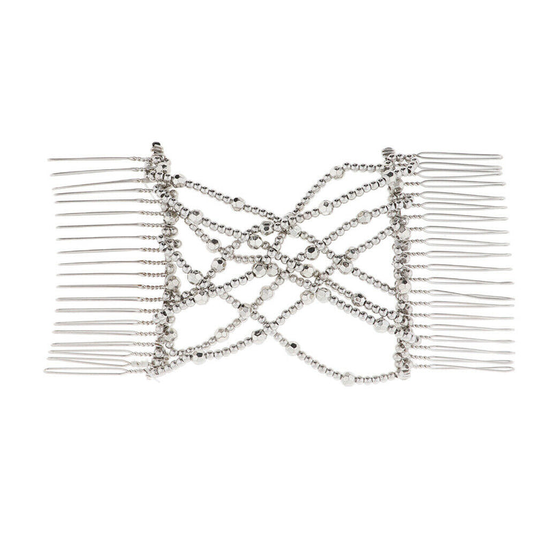 2 Pcs Double Hair Comb With Elastic Bead Chains For Women
