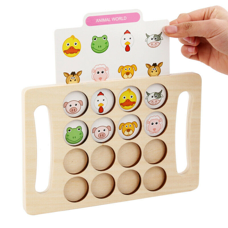 Kids Wooden Toys Memory Match Chess Game Baby Early Educational Toys Family X9T6