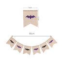 Halloween Bat Burlap Bunting Hessian Jute Fabric Banners Flags Bar Pennant A