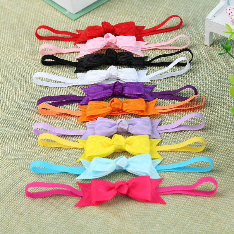 10pcs Newborn Baby Girl Infant Toddler Headband Bow Ribbon HairBand Accessory LJ