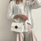 Solid Color Chain Shoulder Handbags Women PU Leather Crossbody Bags (White)