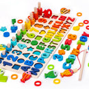 Shape Sorter Game Preschool Education Math Stacking Block 6 in 1 Learning Wood