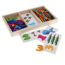 Montessori Math Learning Toys For Toddlers - Wooden Counting Sticks & Cards