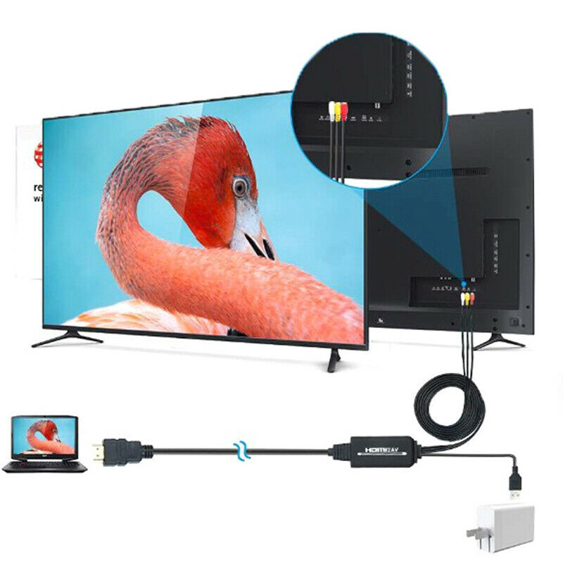 1 Pcs 1.8M (6.1ft) 1080P HDMI to AV Converter 3RCA CVBS Converter Adapter