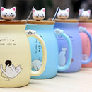 New sesame cat heat-resistant cup color cartoon with lid cup kitten milk co Q6U9