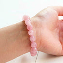 Natural-Madagascar Deep Pink Rose Quartz Crystal Round Beads Bracelet 8mm C S7P3