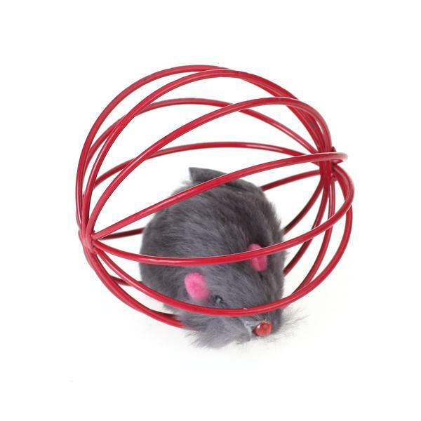 Fun Gift Play Playing Toys False Mouse in Rat Cage Ball For Pet Cat Kitten