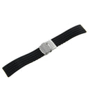 Black Silicone Rubber Watch Strap Band Deployment Buckle Waterproof 22mm