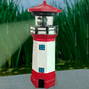 Solar Powered RED Lighthouse Statue Rotating Garden Outdoor Yard Deco Patio W0A8