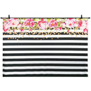 7x5ft photography backdrops Black and white stripe watercolor pink flower baF8D9