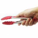 Set 3 sizes Silicone Kitchen Tongs Sets Salad BBQ Tongs Stainless Steel coo N2B2
