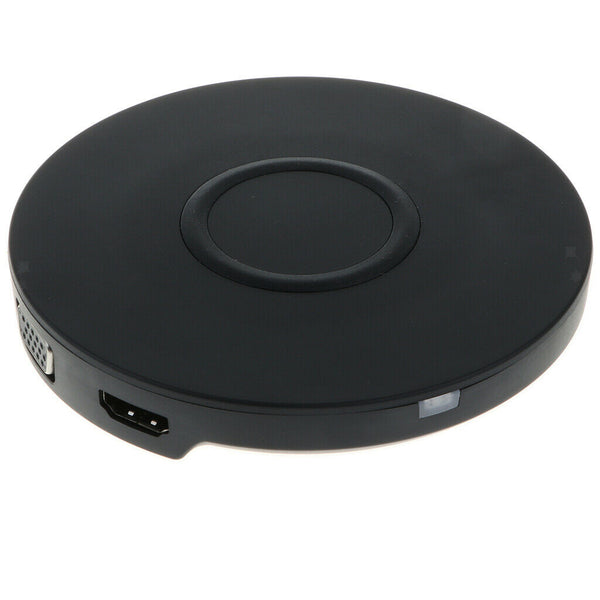 2 in 1 Type-C to Micro USB/HDMI/VGA HUB Dock +5W Wireless Charger Black