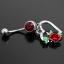 Dangle Belly Ring Navel Button Rhinestone Rose Heart Barbell Bar Body Pier BQR
